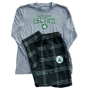 Boston Celtics NBA Concepts Sports Green Plaid Flannel Pajama Set Lounge Pants